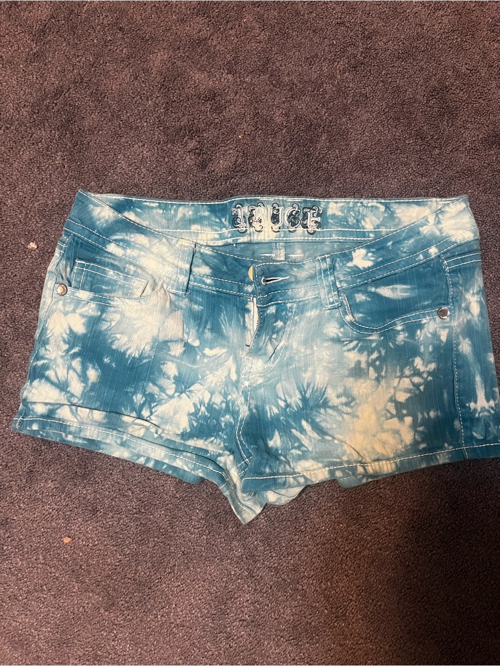 Tie-Dye Blue Women's Denim Short Shorts